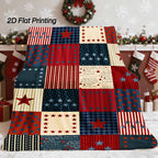 Aonana USA Flag Five-Star Cozy Flannel Blanket
