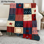 Aonana USA Flag Five-Star Cozy Flannel Blanket