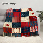 Aonana USA Flag Five-Star Cozy Flannel Blanket