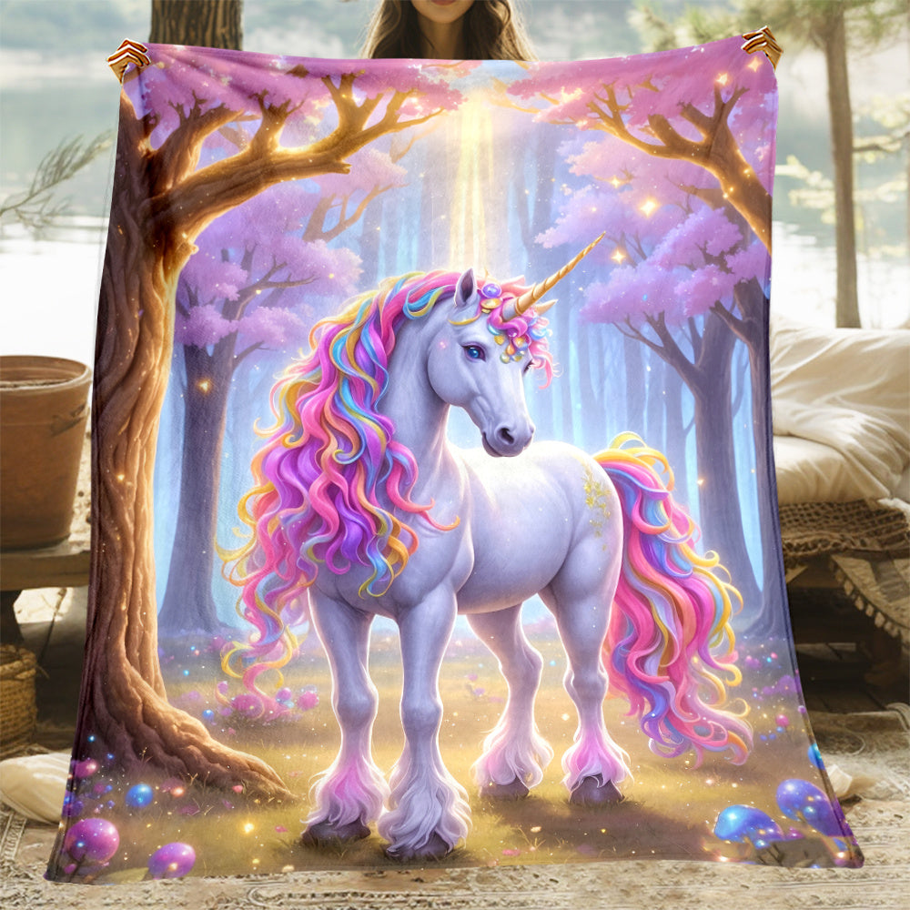 Aonana Cozy Unicorn Fairy Flannel Throw Blanket