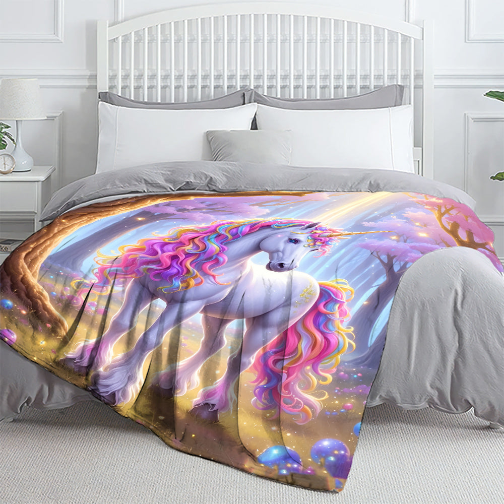 Aonana Cozy Unicorn Fairy Flannel Throw Blanket
