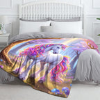 Aonana Cozy Unicorn Fairy Flannel Throw Blanket
