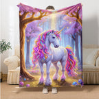 Aonana Cozy Unicorn Fairy Flannel Throw Blanket