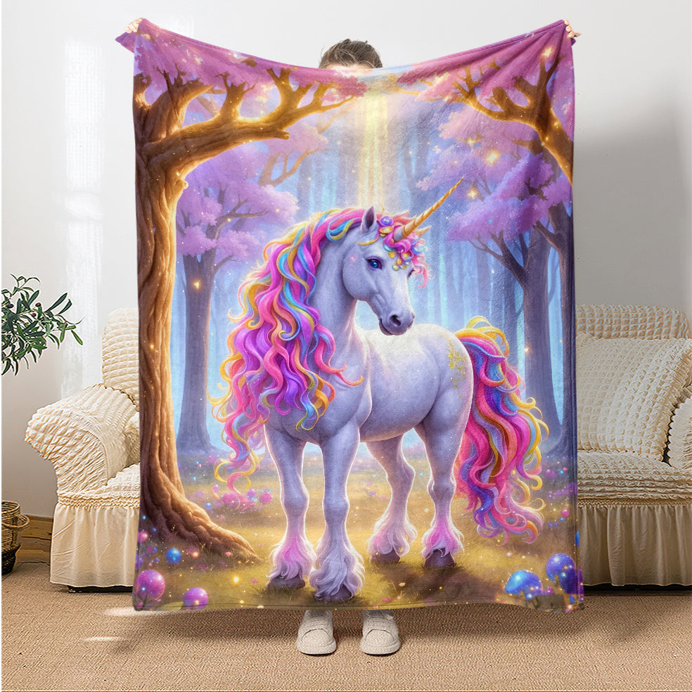 Aonana Cozy Unicorn Fairy Flannel Throw Blanket