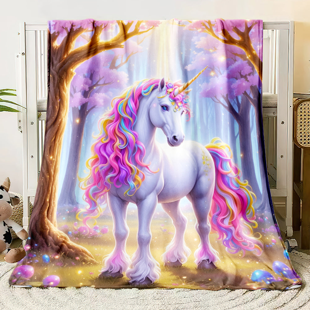 Aonana Cozy Unicorn Fairy Flannel Throw Blanket