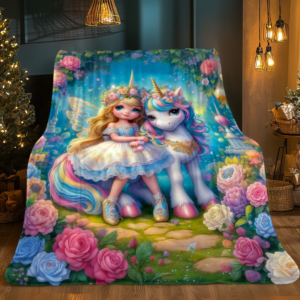 Aonana Fairy Princess Flannel Throw Blanket