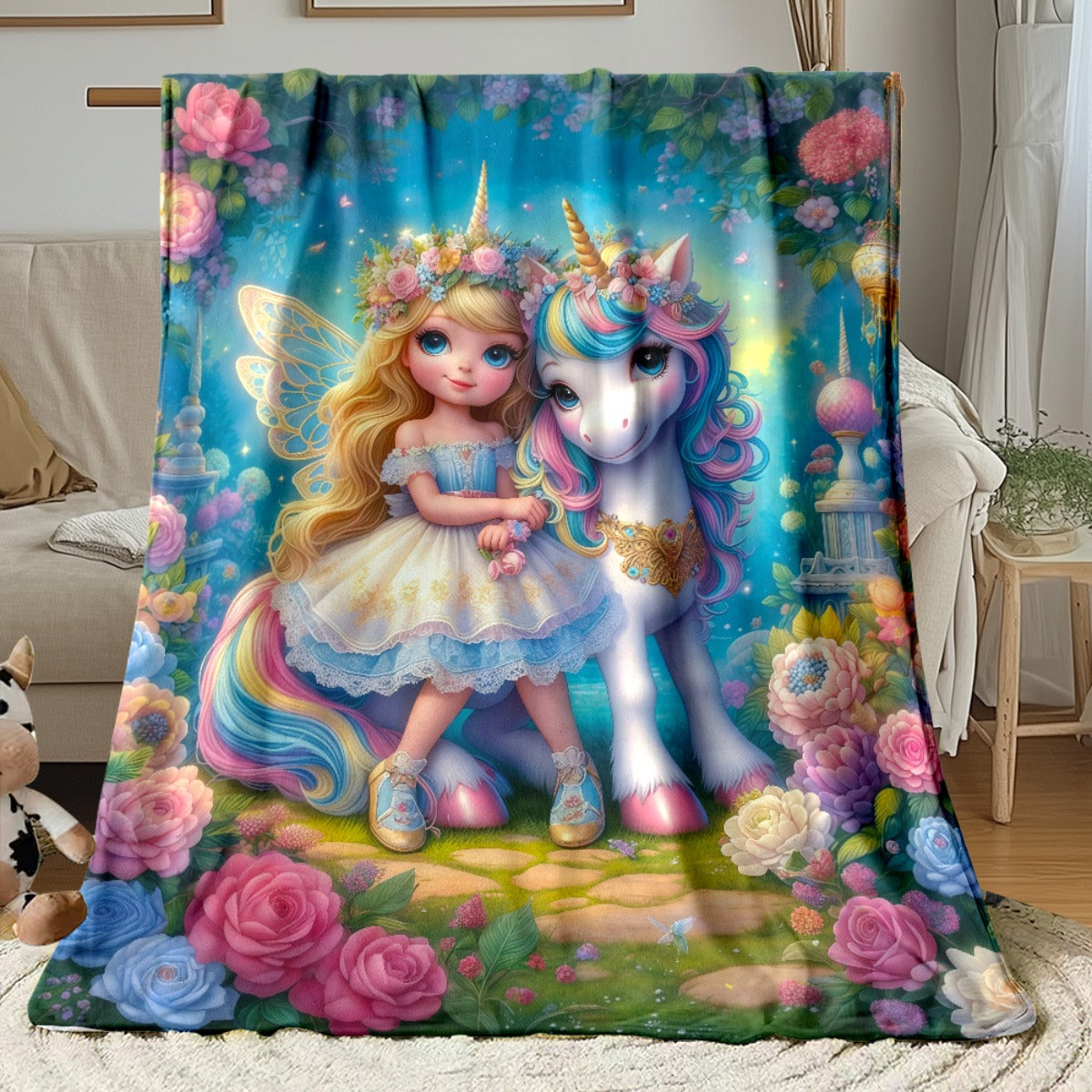 Aonana Fairy Princess Flannel Throw Blanket