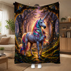 Aonana Magical Rainbow Unicorn Flannel Throw Blanket