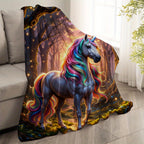 Aonana Magical Rainbow Unicorn Flannel Throw Blanket