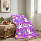 Aonana Rainbows Stars Unicorn Flannel Throw Blanket