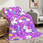 Aonana Rainbows Stars Unicorn Flannel Throw Blanket