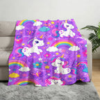 Aonana Rainbows Stars Unicorn Flannel Throw Blanket