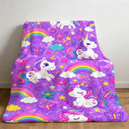 Aonana Rainbows Stars Unicorn Flannel Throw Blanket