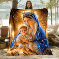 Aonana Virgin Mary & Baby Jesus Flannel Throw Blanket