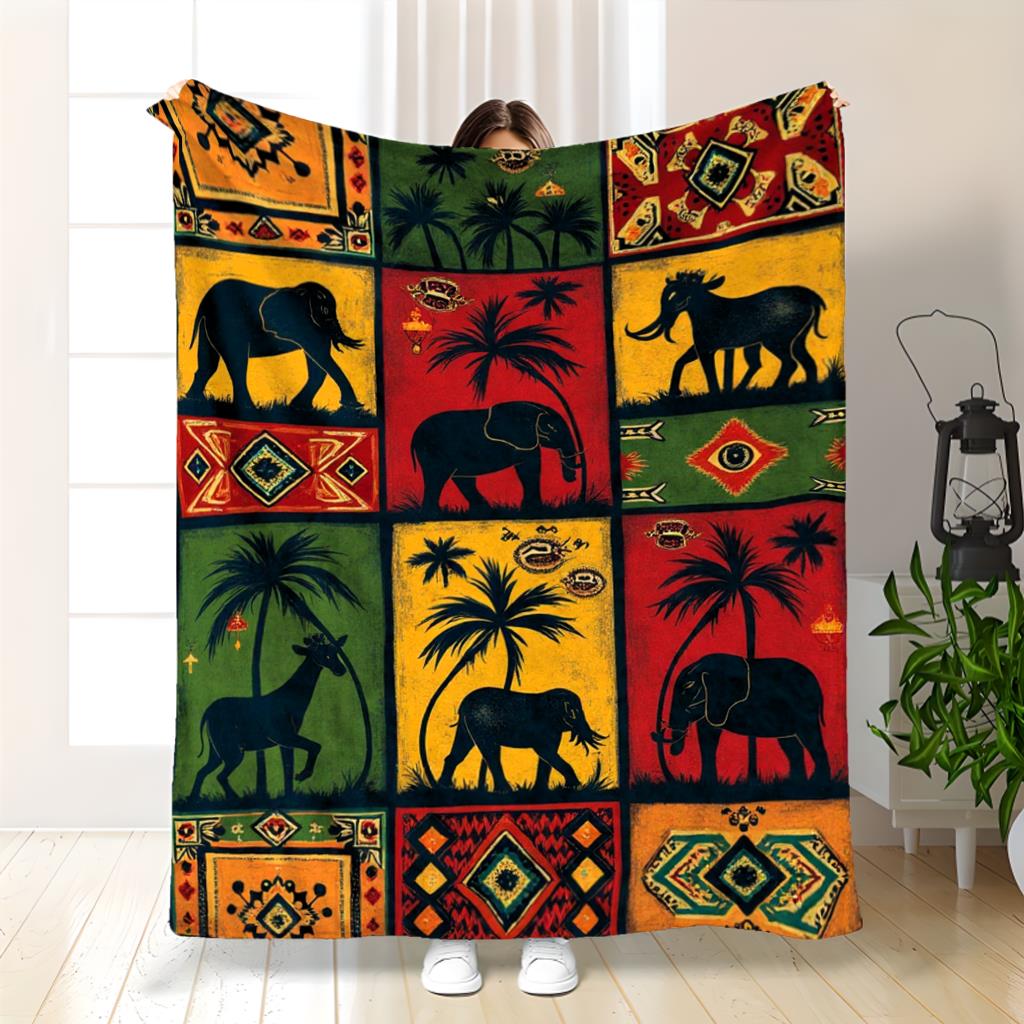 Aonana African Sunset Flannel Throw Blanket