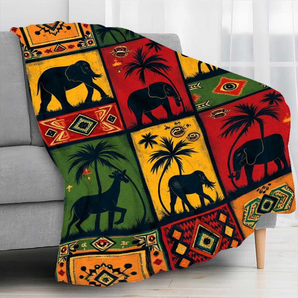Aonana African Sunset Flannel Throw Blanket