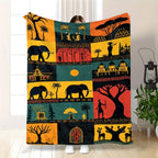 Aonana African Sunset Flannel Throw Blanket
