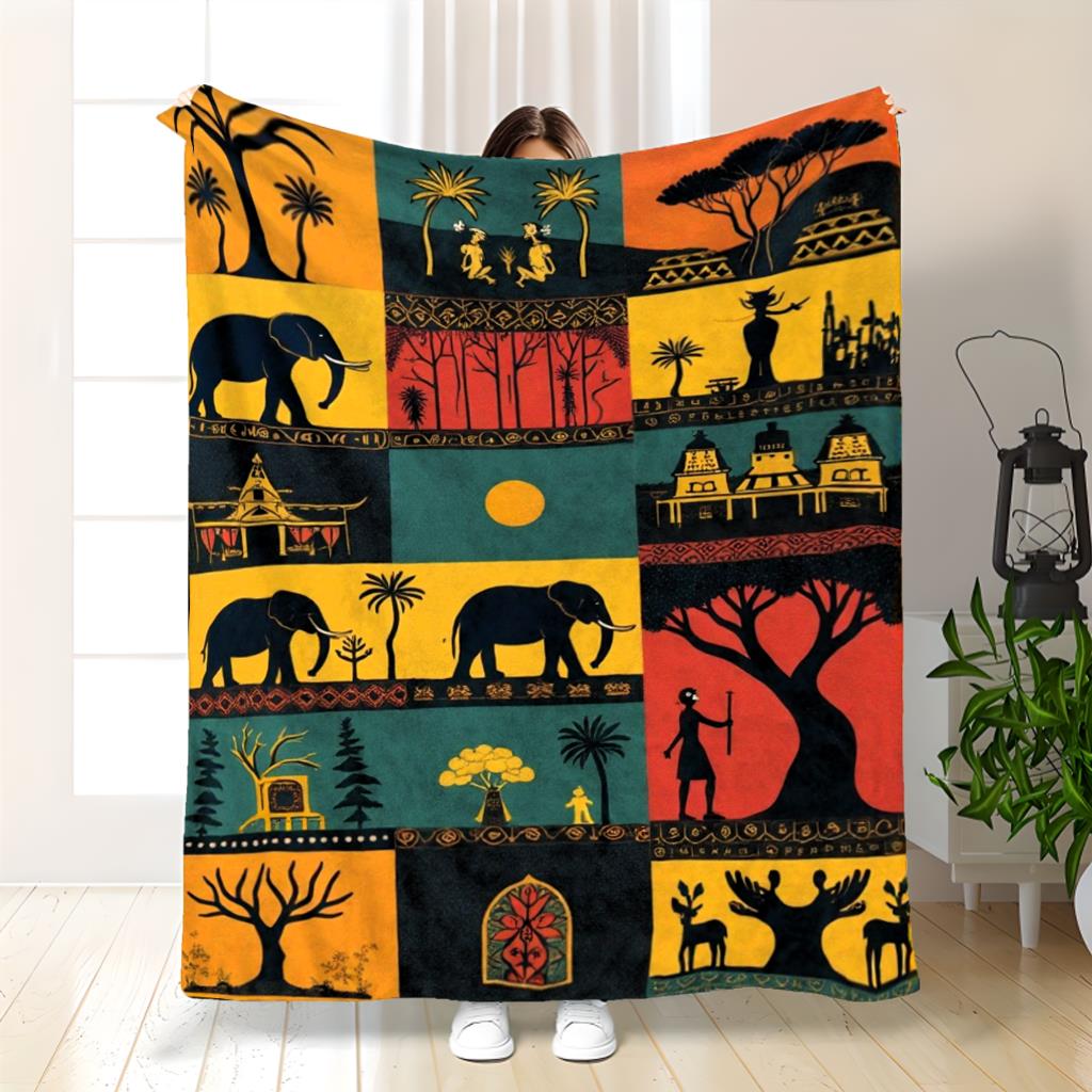Aonana African Sunset Flannel Throw Blanket