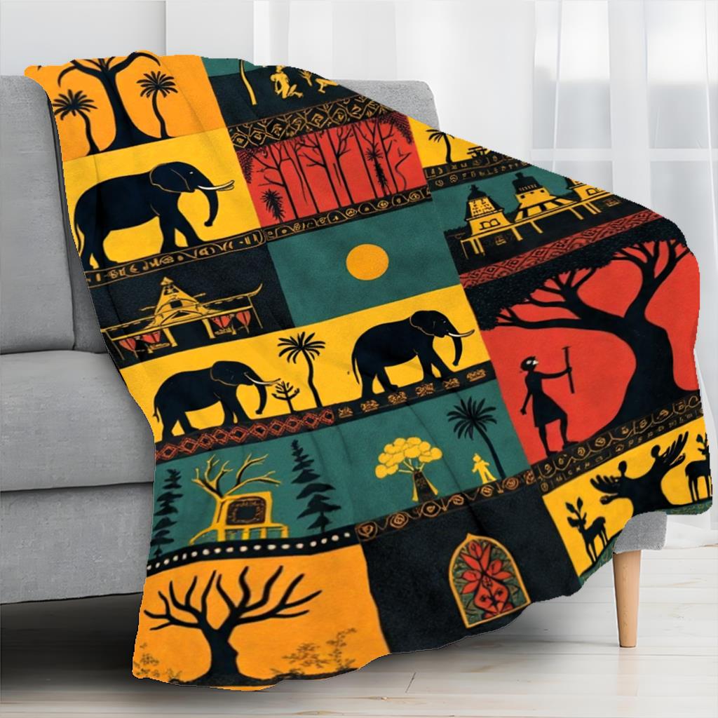 Aonana African Sunset Flannel Throw Blanket