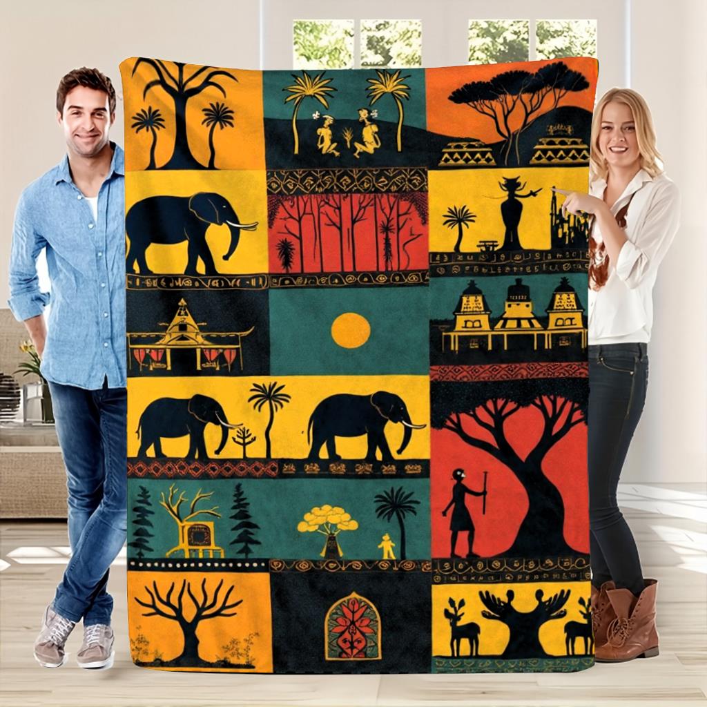 Aonana African Sunset Flannel Throw Blanket