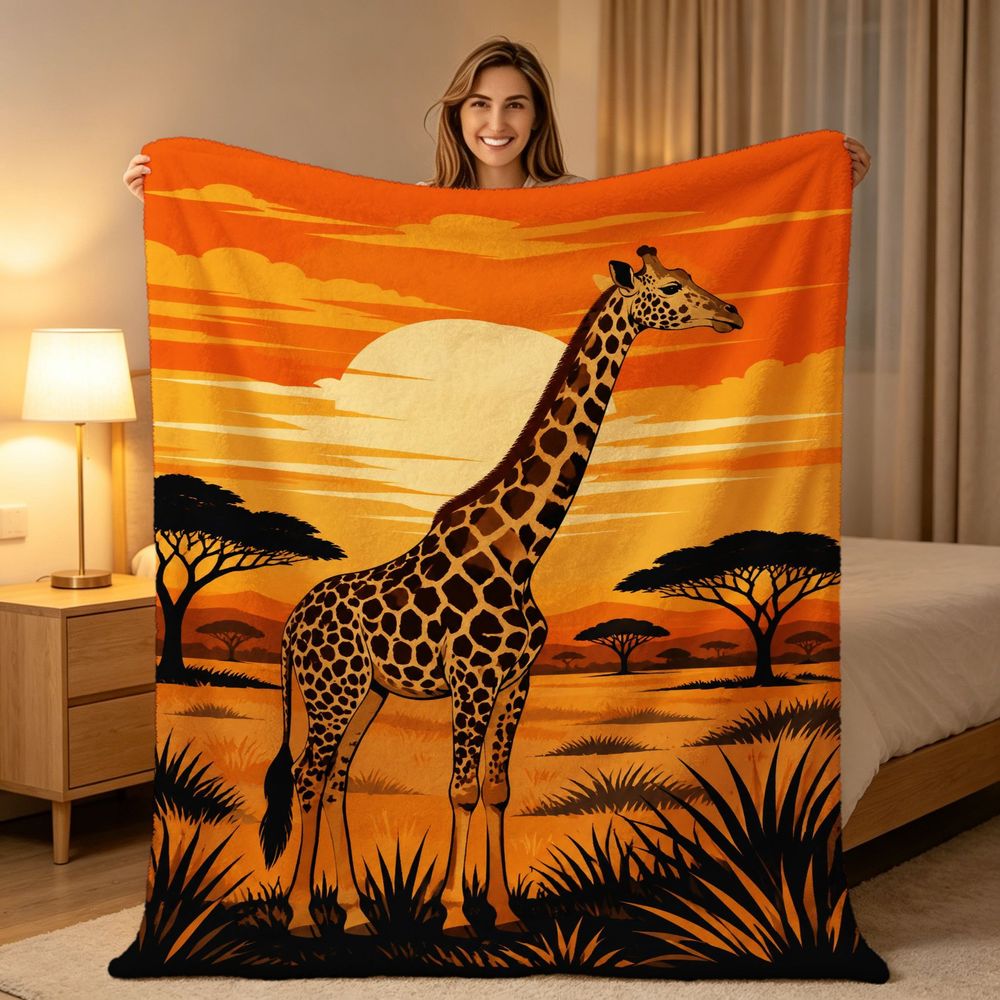 Aonana African Sunset Flannel Throw Blanket