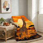 Aonana African Sunset Flannel Throw Blanket