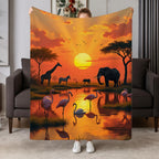 Aonana African Sunset Flannel Throw Blanket