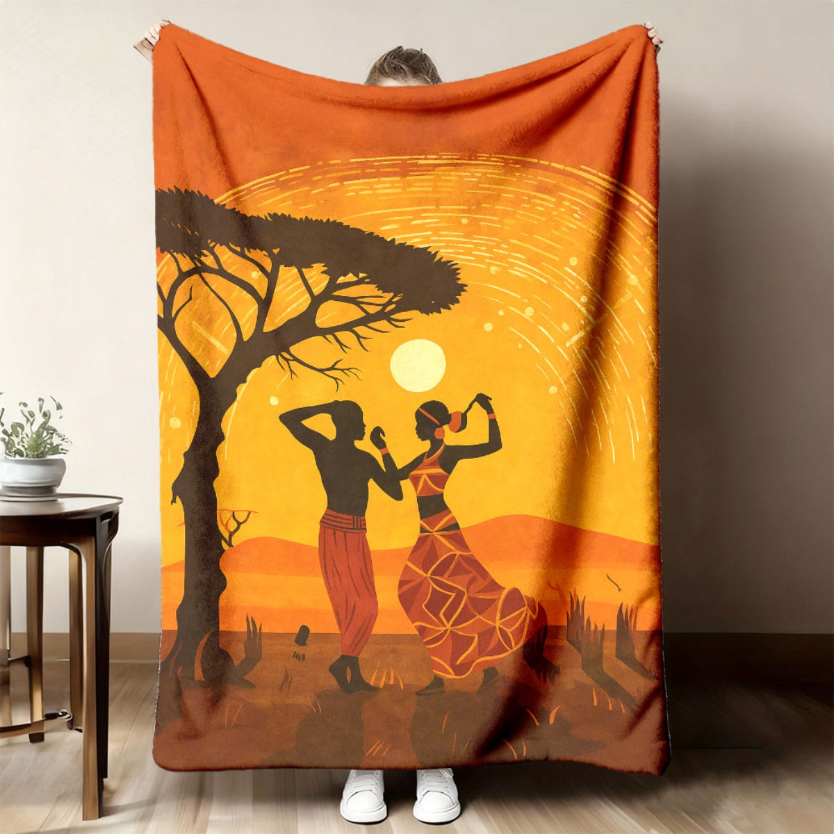 Aonana African Sunset Flannel Throw Blanket