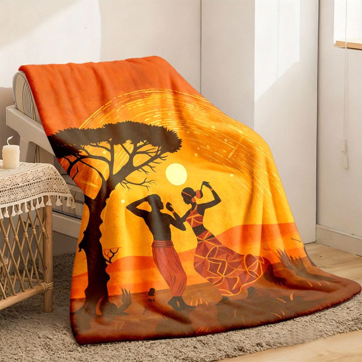 Aonana African Sunset Flannel Throw Blanket