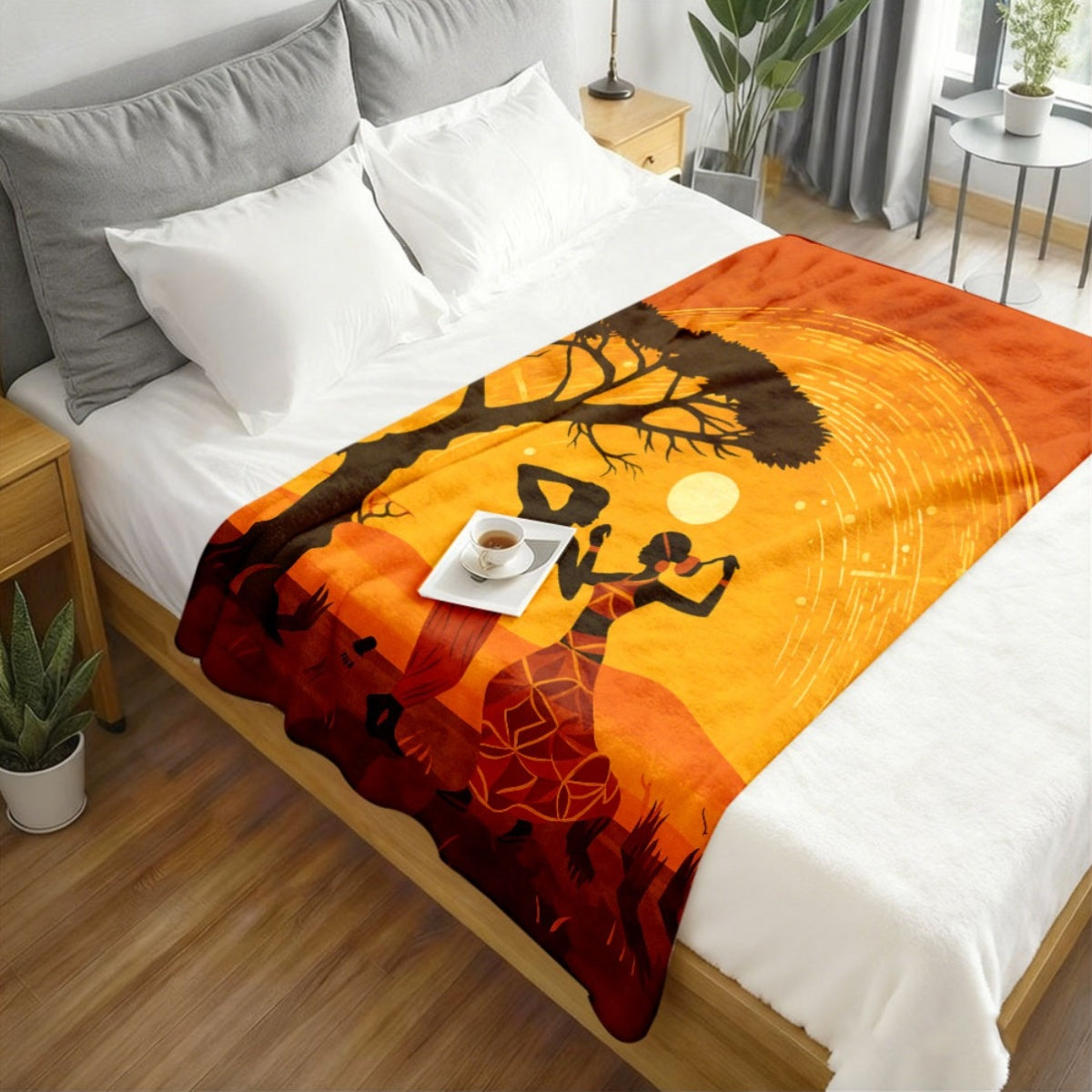 Aonana African Sunset Flannel Throw Blanket