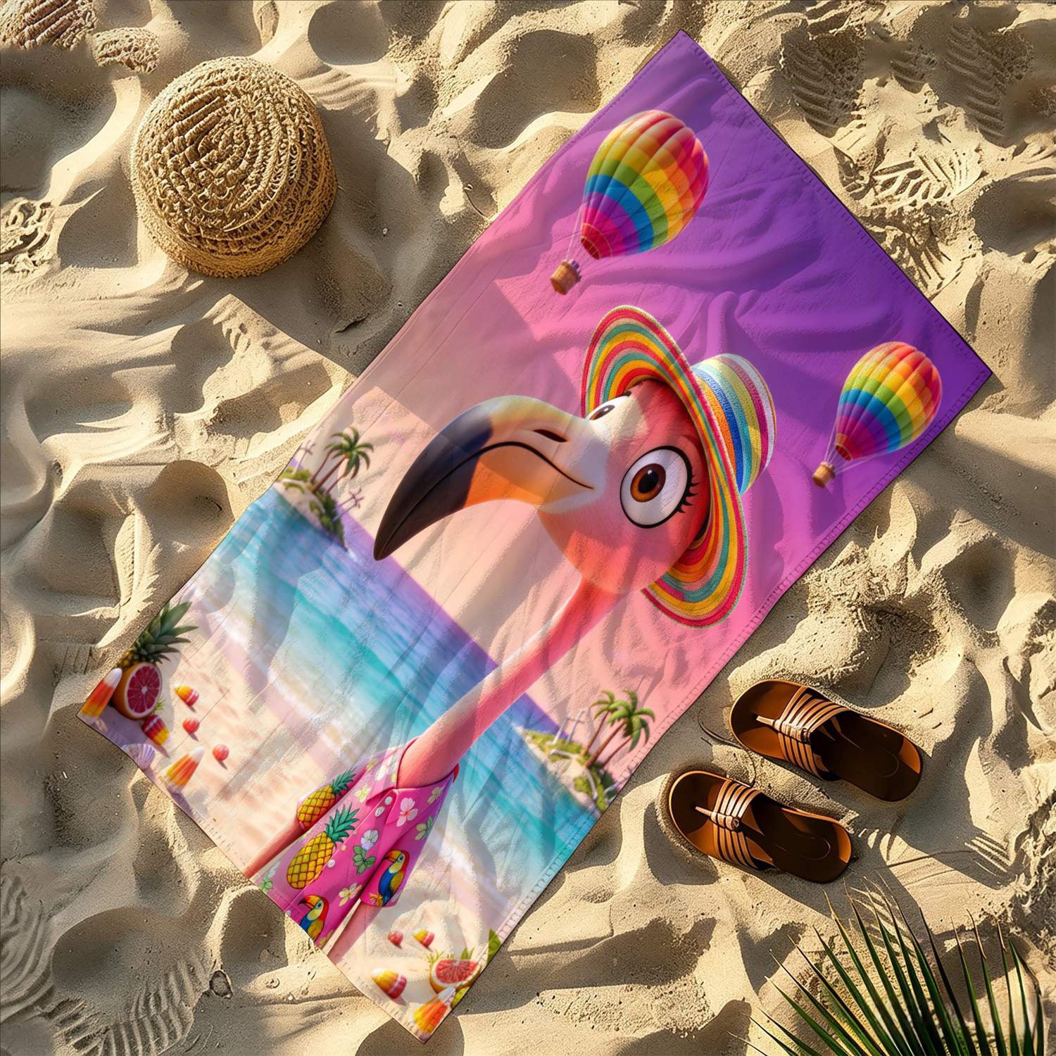 Aonana Flamingo Printed Quick-Dry Beach Towel