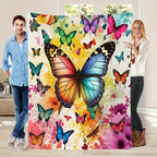 Aonana Secret Garden Butterfly & Floral Soft Cozy Flannel Throw Blanket