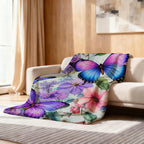 Aonana Secret Garden Butterfly & Floral Soft Cozy Flannel Throw Blanket