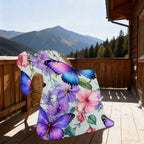 Aonana Secret Garden Butterfly & Floral Soft Cozy Flannel Throw Blanket
