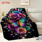 Aonana Secret Garden Butterfly & Floral Soft Cozy Flannel Throw Blanket