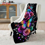 Aonana Secret Garden Butterfly & Floral Soft Cozy Flannel Throw Blanket