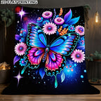 Aonana Secret Garden Butterfly & Floral Soft Cozy Flannel Throw Blanket