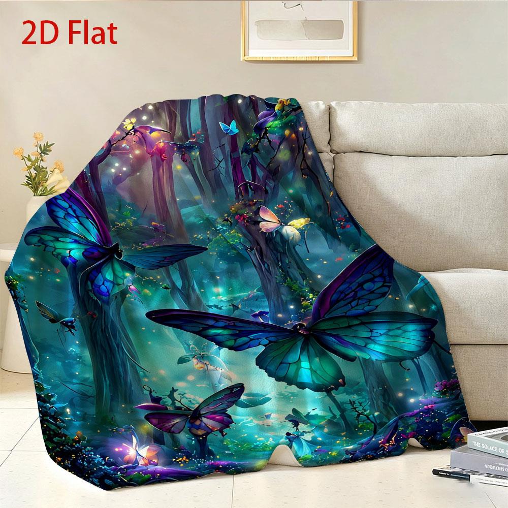 Aonana Secret Garden Butterfly & Floral Soft Cozy Flannel Throw Blanket