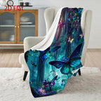 Aonana Secret Garden Butterfly & Floral Soft Cozy Flannel Throw Blanket