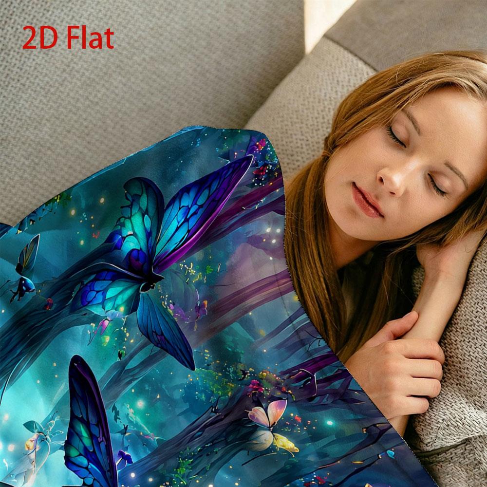 Aonana Secret Garden Butterfly & Floral Soft Cozy Flannel Throw Blanket