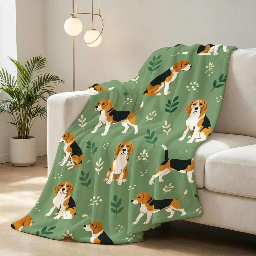 Aonana Cute Dogs Group Gifts Cozy Flannel Throw Blanket
