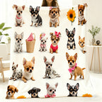 Aonana Cute Dogs Group Gifts Cozy Flannel Throw Blanket