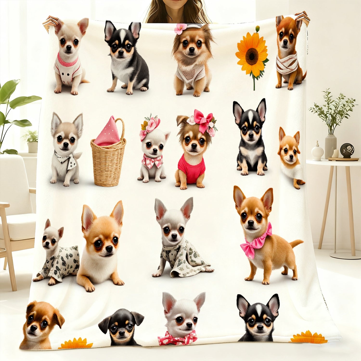 Aonana Cute Dogs Group Gifts Cozy Flannel Throw Blanket