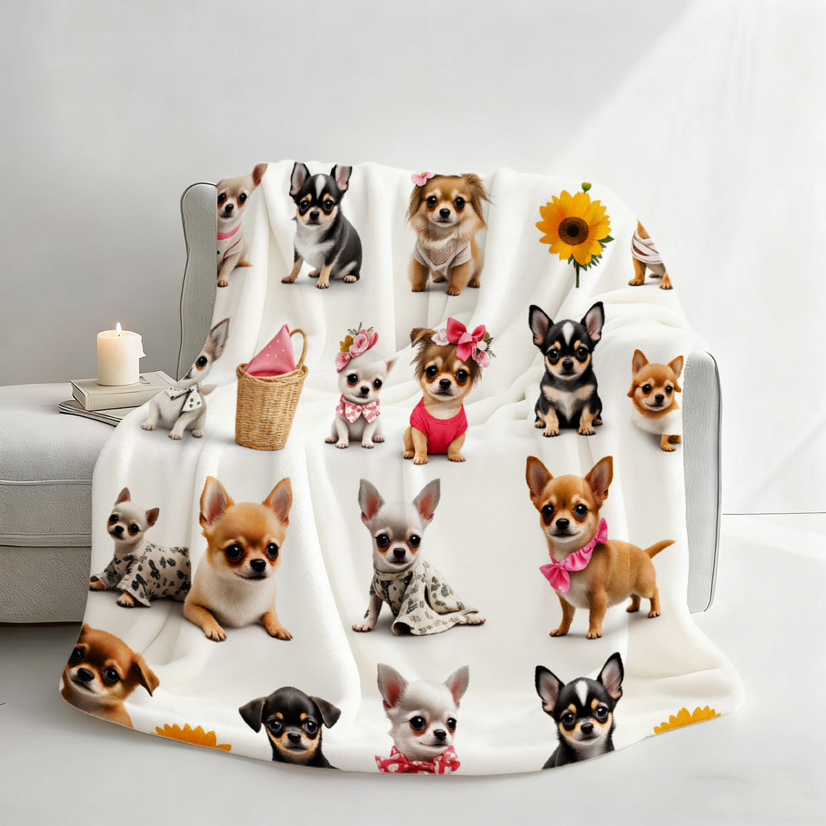 Aonana Cute Dogs Group Gifts Cozy Flannel Throw Blanket
