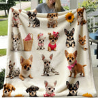 Aonana Cute Dogs Group Gifts Cozy Flannel Throw Blanket