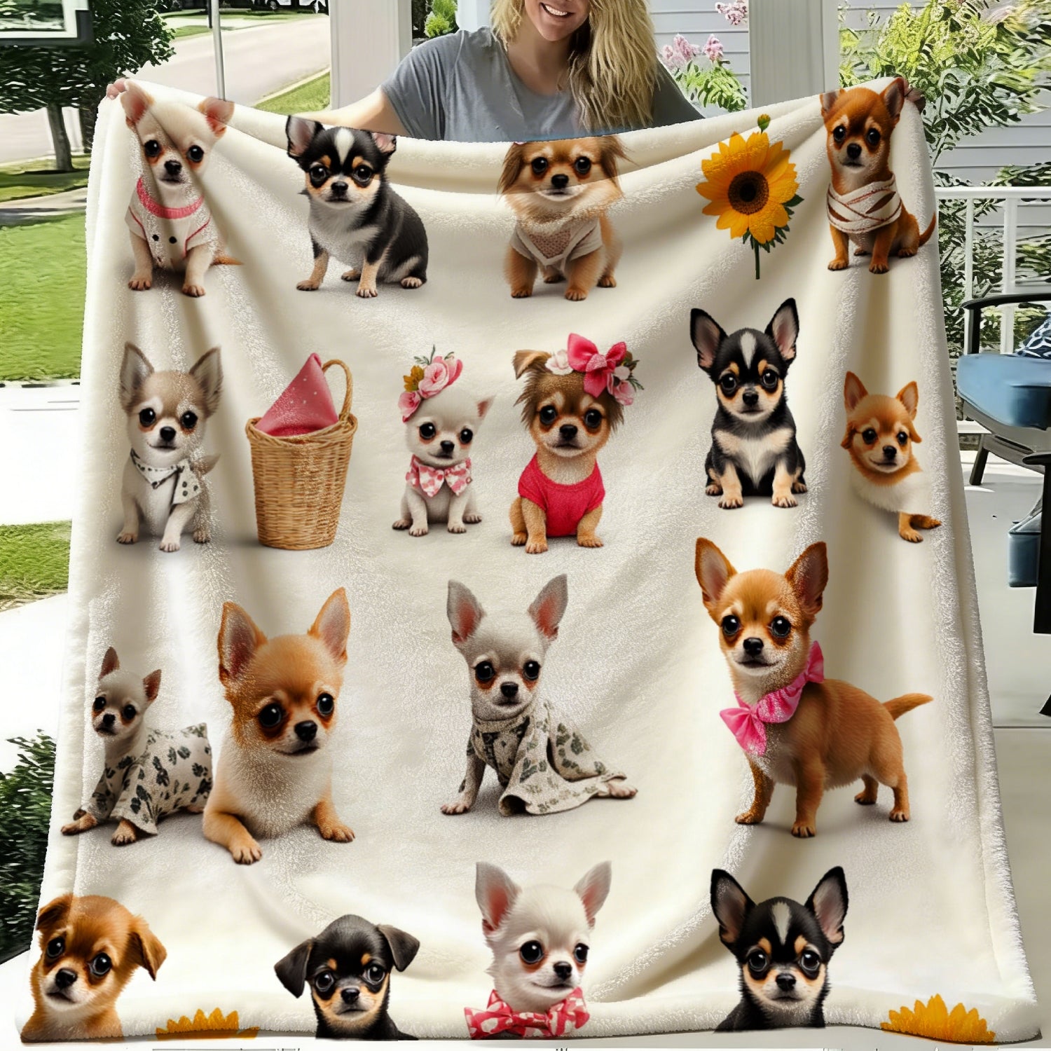 Aonana Cute Dogs Group Gifts Cozy Flannel Throw Blanket