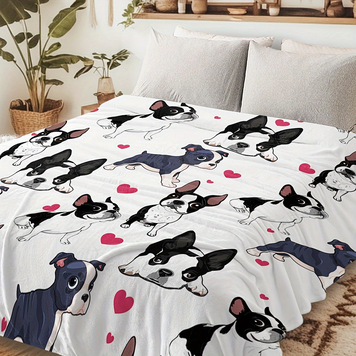 Aonana Cute Dogs Group Gifts Cozy Flannel Throw Blanket