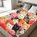 Aonana Cute Cats Group Gifts Cozy Flannel Throw Blanket