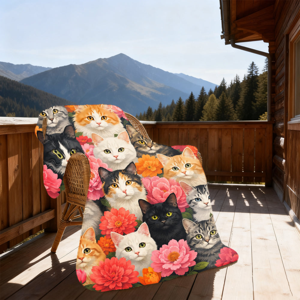 Aonana Cute Cats Group Gifts Cozy Flannel Throw Blanket