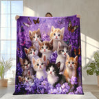 Aonana Cute Cats Group Gifts Cozy Flannel Throw Blanket